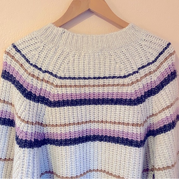 Z SUPPLY desmond lavender and blue stripe cream cozy sweater in multi Large - Picture 7 of 12